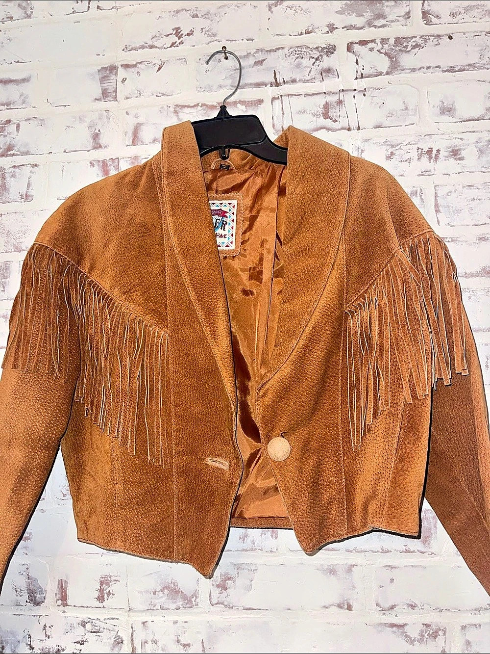Make Offer Adler Vintage Women's Western Suede Cropped Fringe Jacket Size Small